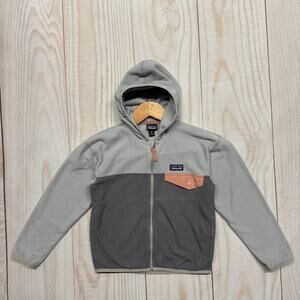 Patagonia Kids Girls Size XS 5-6 Micro D Snap-T Fleece Full Zip Hoodie Jacket